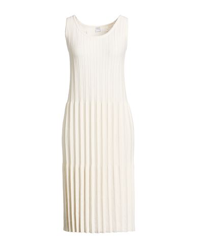 Fedeli Woman Midi Dress White Size 6 Linen, Silk