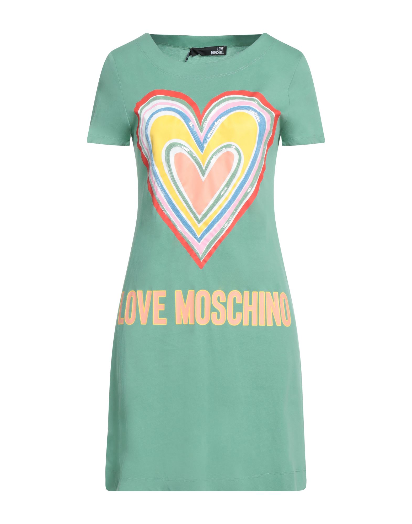 Love Moschino Short Dresses In Sage Green