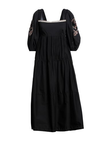 Simona Corsellini Woman Midi Dress Black Size 10 Cotton, Polyamide, Elastane