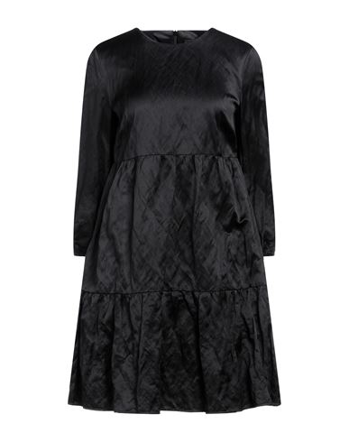 1-one Woman Mini Dress Black Size 6 Viscose, Cotton, Metallic Polyester