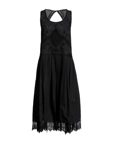Twinset Woman Midi Dress Black Size 8 Cotton, Polyester, Polyamide