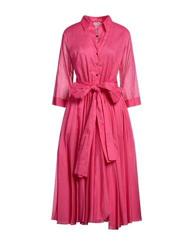 Rue Du Bac Woman Midi Dress Fuchsia Size 8 Cotton In Pink