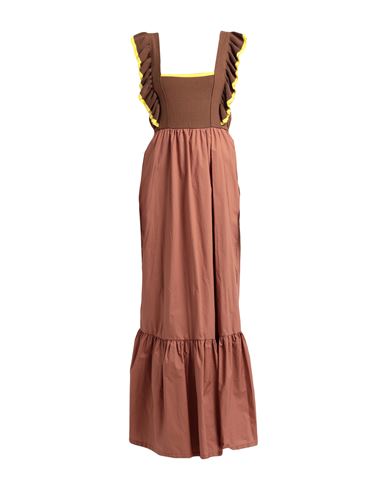 Shop Mariuccia Woman Maxi Dress Brown Size M Cotton