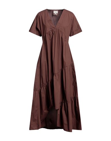 Alessia Santi Woman Midi Dress Cocoa Size 12 Cotton In Brown