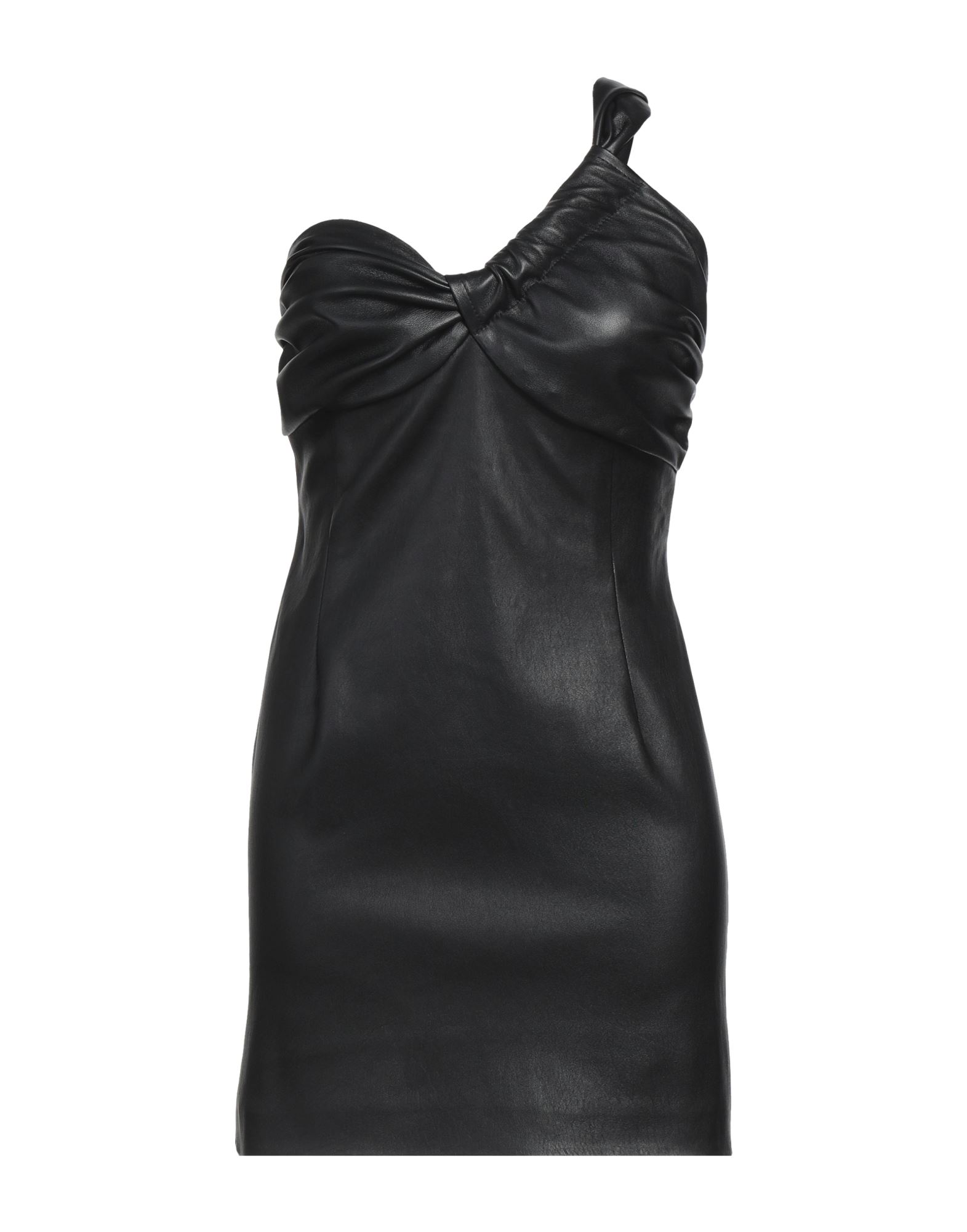 THE MANNEI THE MANNEI WOMAN SHORT DRESS BLACK SIZE 6 SOFT LEATHER, COTTON, ELASTANE, RESIN