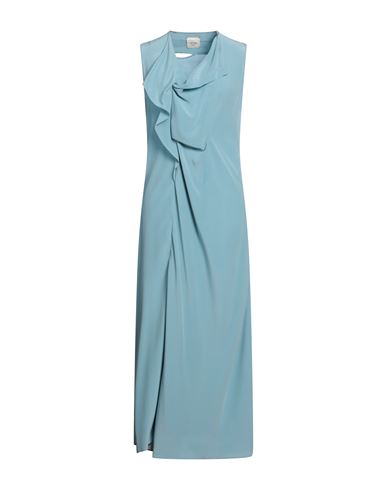 Alysi Woman Maxi Dress Turquoise Size 8 Silk In Blue