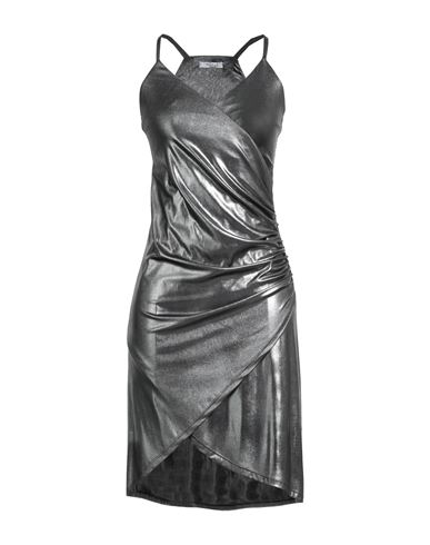 Nualy Woman Midi Dress Lead Size 10 Polyester, Elastane In Grey