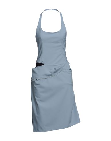 Shop Jacquemus Woman Mini Dress Pastel Blue Size 10 Virgin Wool, Elastane