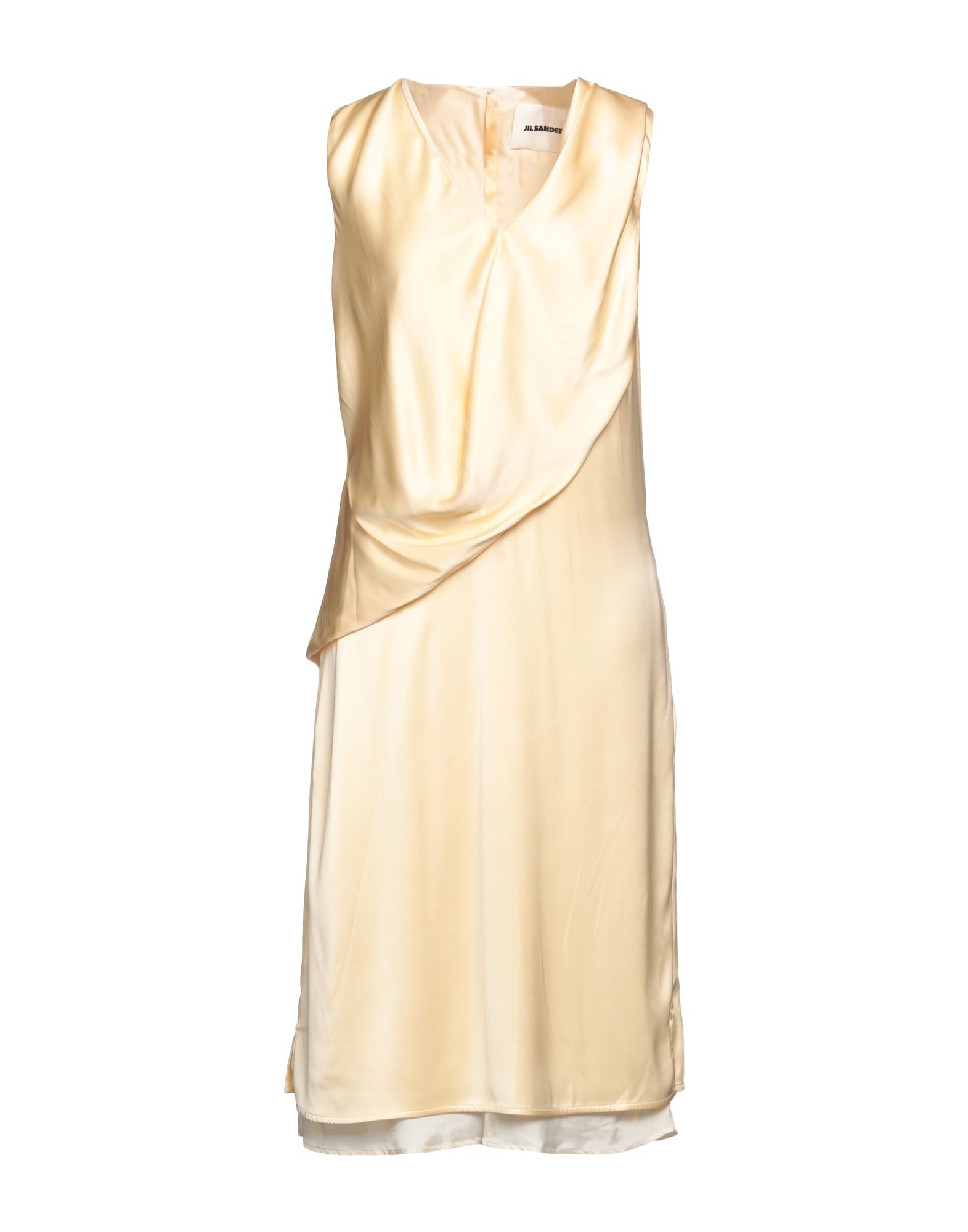 Shop Jil Sander Woman Midi Dress Beige Size 6 Silk, Viscose, Elastane