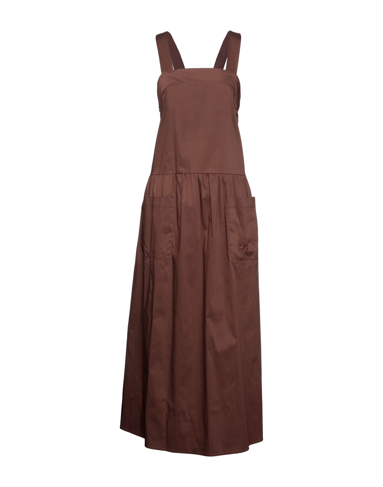 Shop Semicouture Woman Maxi Dress Cocoa Size 4 Cotton, Polyamide, Elastane In Brown