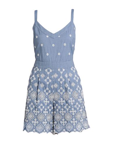 Max & Co . Woman Jumpsuit Slate Blue Size 8 Cotton, Linen, Polyester