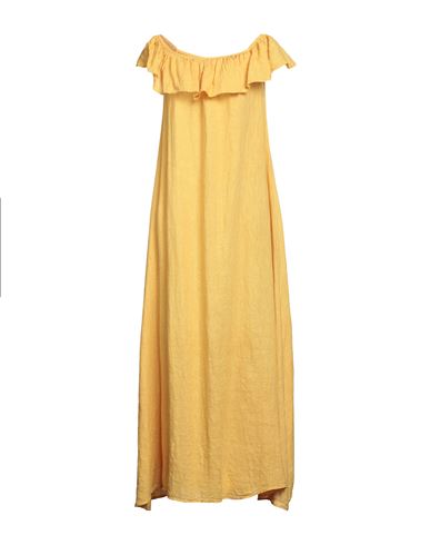 Au Petit Bonheur Woman Maxi Dress Ocher Size 2 Linen In Yellow