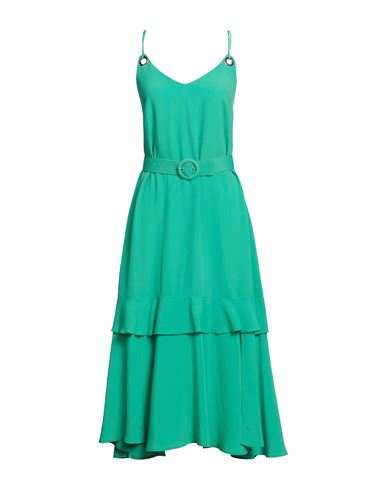 Simona Corsellini Woman Midi Dress Green Size 4 Acetate, Silk