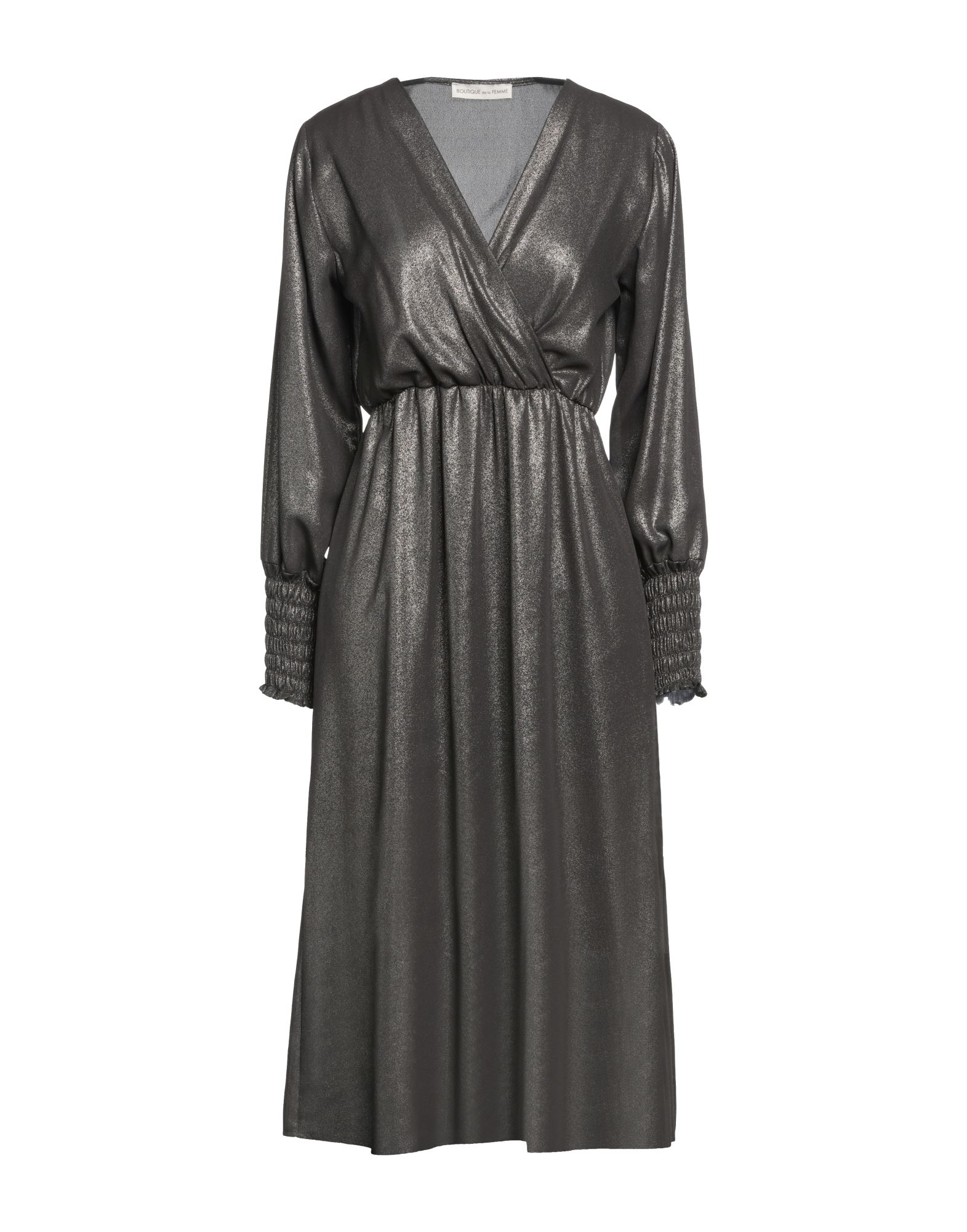 Boutique De La Femme Midi Dresses In Grey