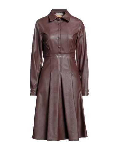 Boutique De La Femme Woman Midi Dress Cocoa Size S/m Viscose, Polyurethane In Brown