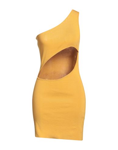 Shop Akep Woman Mini Dress Mustard Size 8 Viscose, Polyester In Yellow