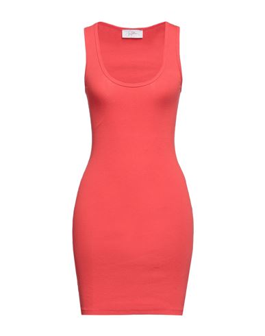 Soallure Woman Short Dress Coral Size M Cotton, Elastane In Red