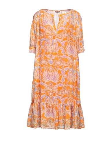 Maliparmi Malìparmi Woman Midi Dress Orange Size 6 Linen, Cotton