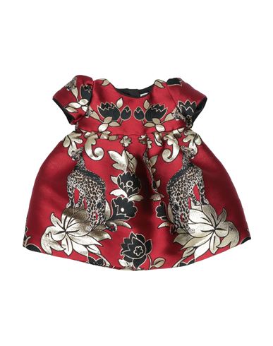 Dolce & Gabbana Newborn Girl Baby Dress Burgundy Size 3 Polyester, Acetate, Silk, Metallic Polyester In Red