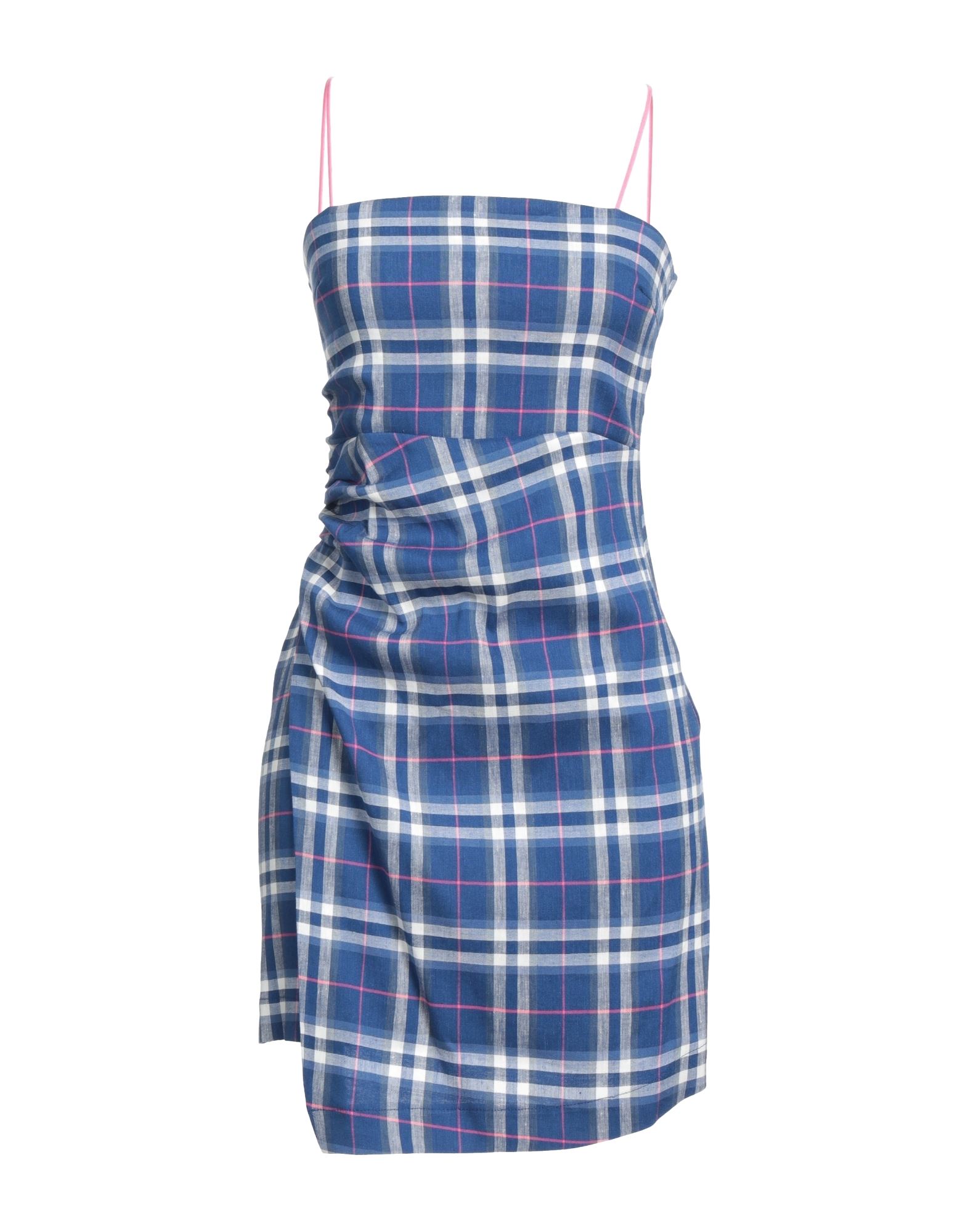 Merci .., Woman Mini Dress Blue Size 4 Linen, Rayon, Elastane