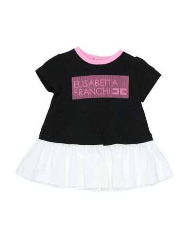 Elisabetta Franchi Newborn Girl Baby Dress Black Size 1 Cotton, Elastane