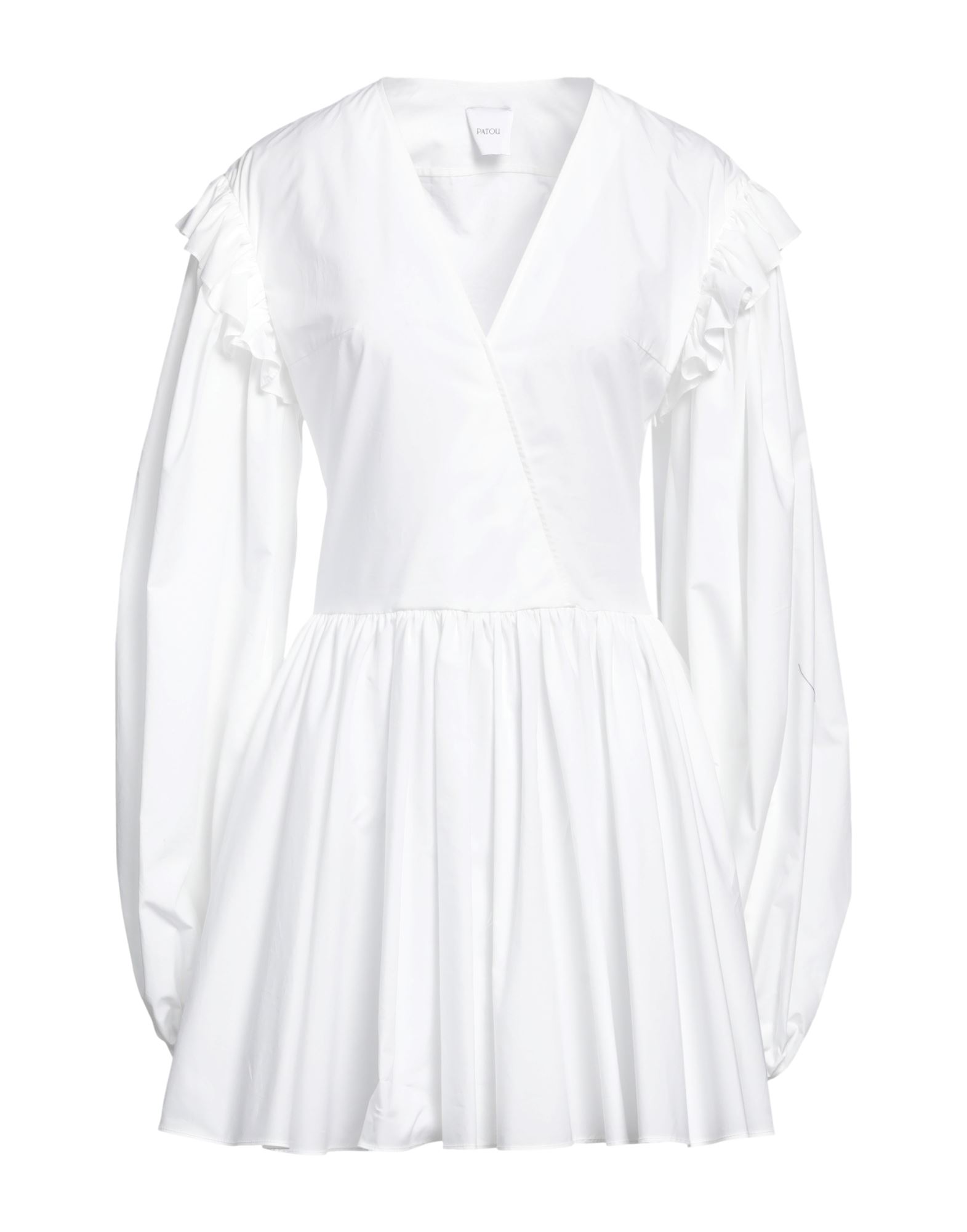Patou White Solid V Neck Mini Dress In White