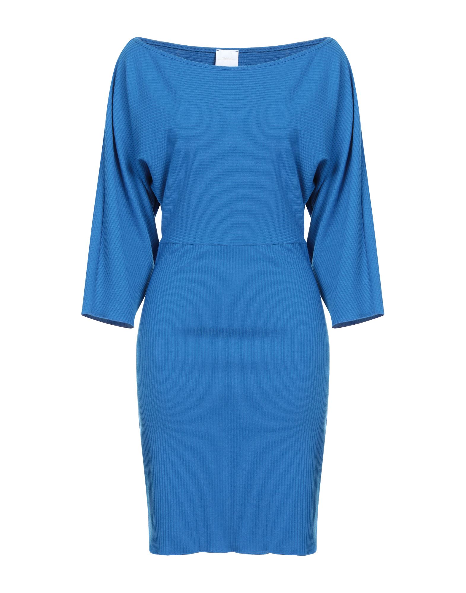 Merci .., Woman Mini Dress Bright Blue Size 8 Polyester, Viscose, Elastane
