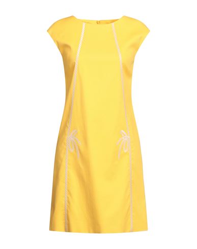 Boutique Moschino Woman Mini Dress Ocher Size 12 Cotton, Elastane In Yellow