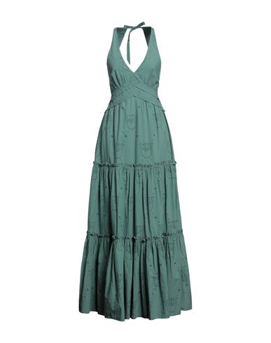 Pinko Woman Long Dress Sage Green Size 8 Cotton