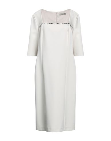 Angelo Marani Woman Midi Dress Ivory Size 14 Acetate, Elastane In White