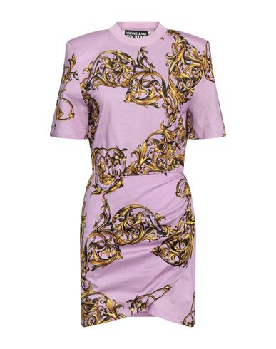 Versace Jeans Couture Woman Short Dress Lilac Size 4 Cotton In Purple
