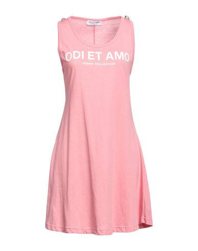 Odi Et Amo Woman Short Dress Pink Size L Cotton