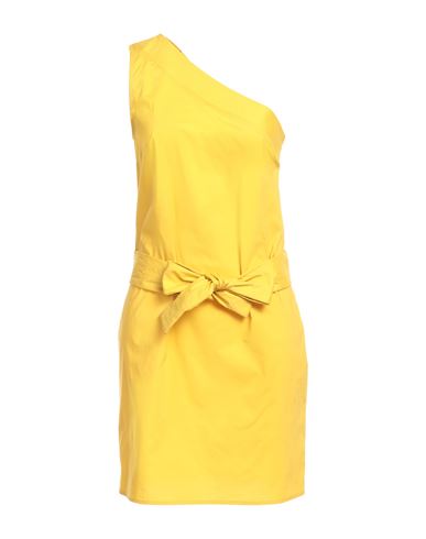 White Wise Woman Mini Dress Ocher Size 4 Cotton, Elastane In Yellow