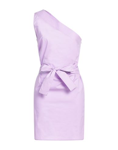 White Wise Woman Mini Dress Lilac Size 6 Cotton, Elastane In Purple