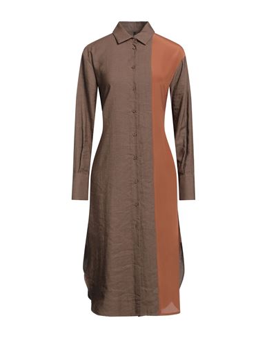 Pierantonio Gaspari Woman Midi Dress Brown Size 10 Viscose, Polyester, Acetate, Silk
