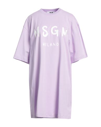 Msgm Woman Short Dress Lilac Size L Cotton In Purple