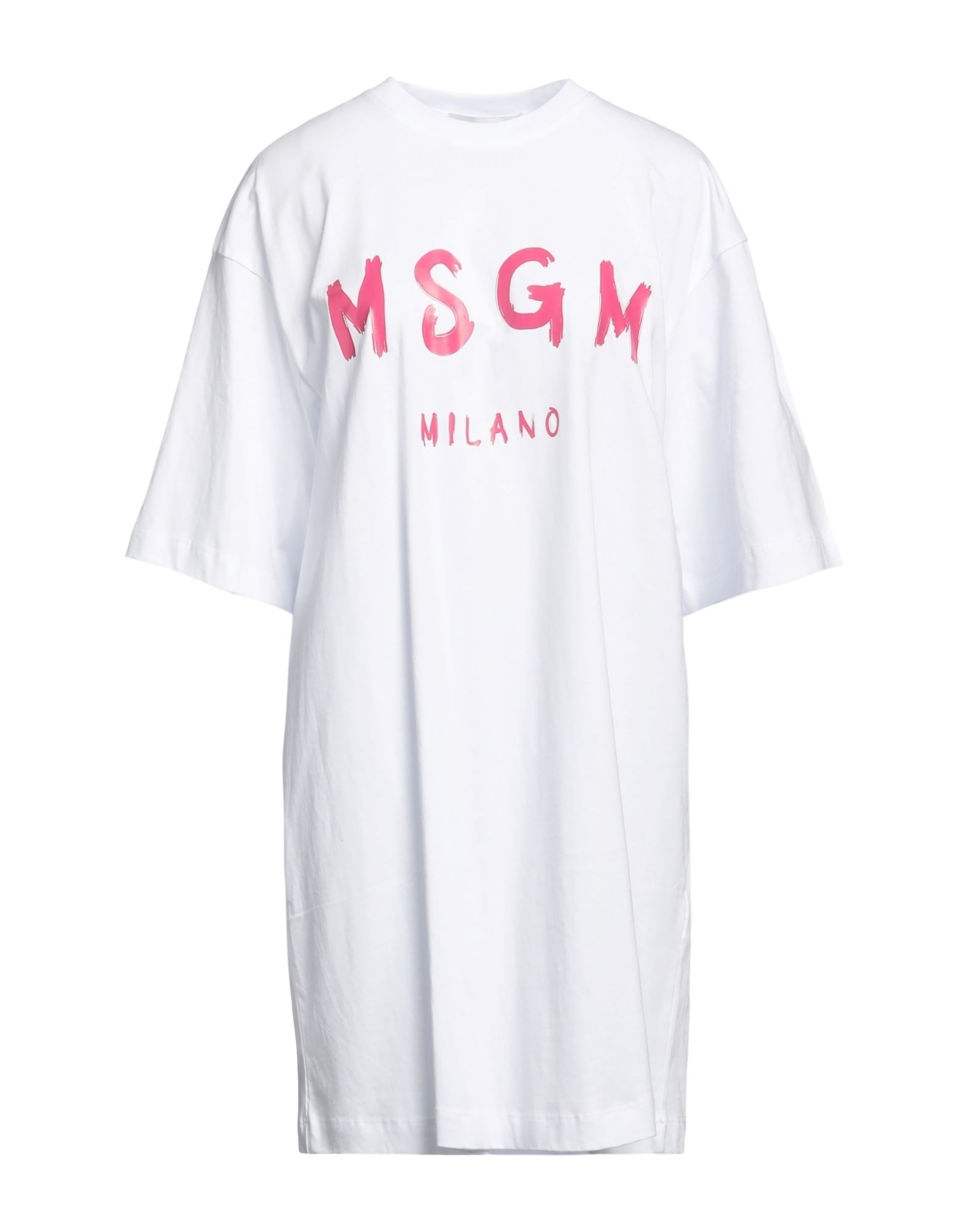Msgm Logo Print Round-neck Dress In White