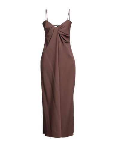 Valentino Garavani Woman Maxi Dress Cocoa Size 6 Silk, Polyamide, Elastane In Brown