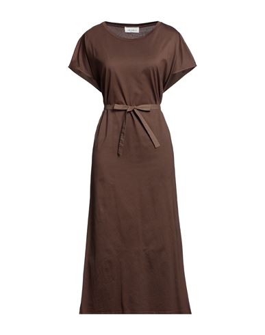 Meimeij Woman Midi Dress Brown Size 6 Cotton