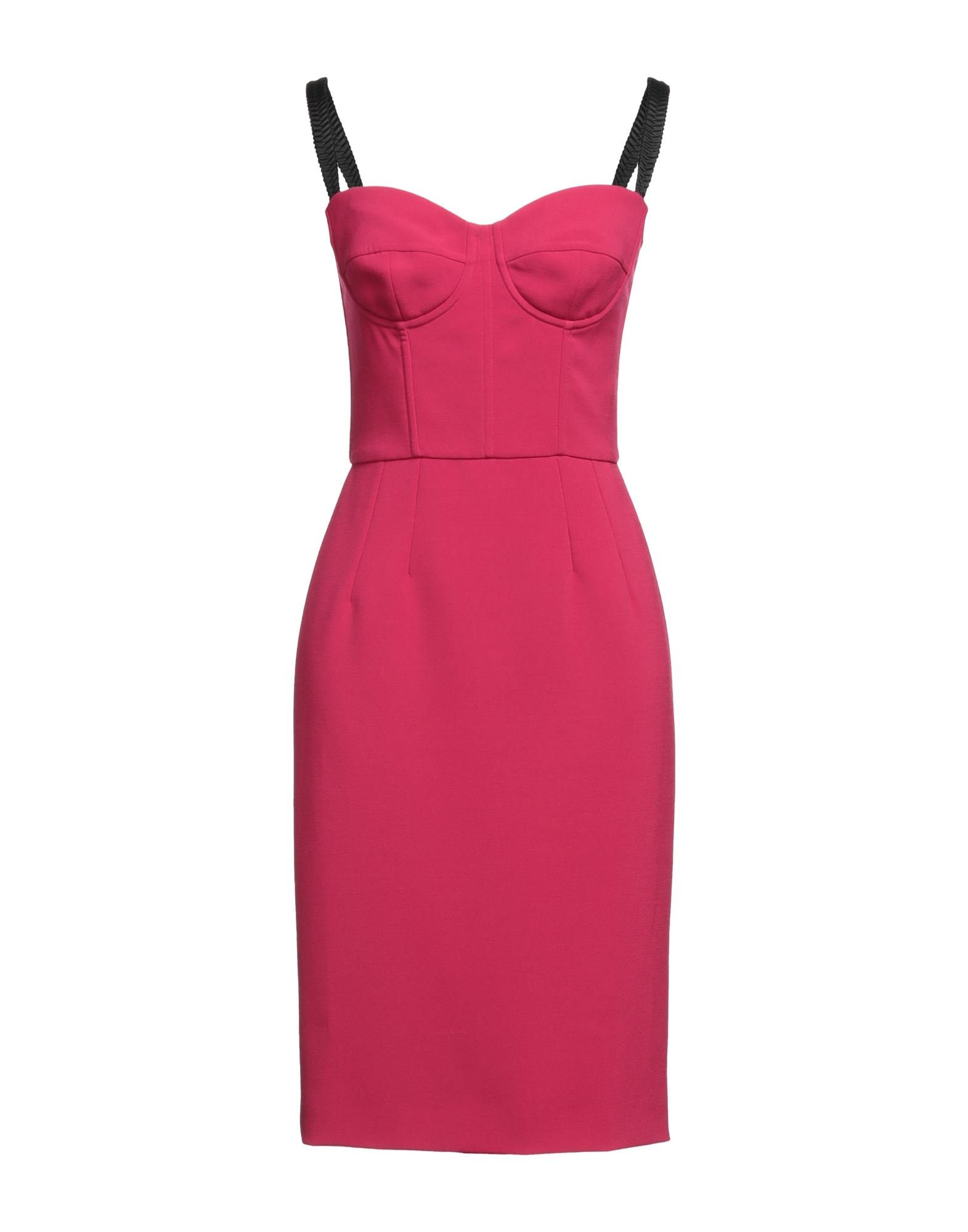 Shop Dolce & Gabbana Woman Midi Dress Fuchsia Size 16 Polyester, Viscose, Elastane, Silk In Pink