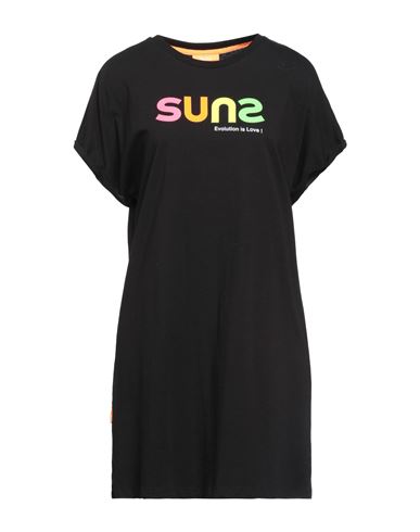 Suns Woman Short Dress Black Size Xl Cotton