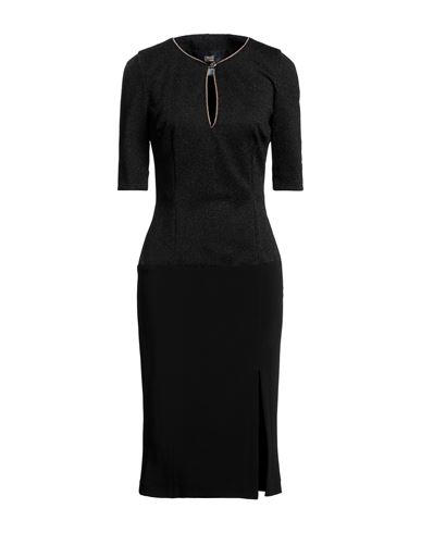 Cavalli Class Woman Midi Dress Black Size 8 Polyester, Elastane, Viscose