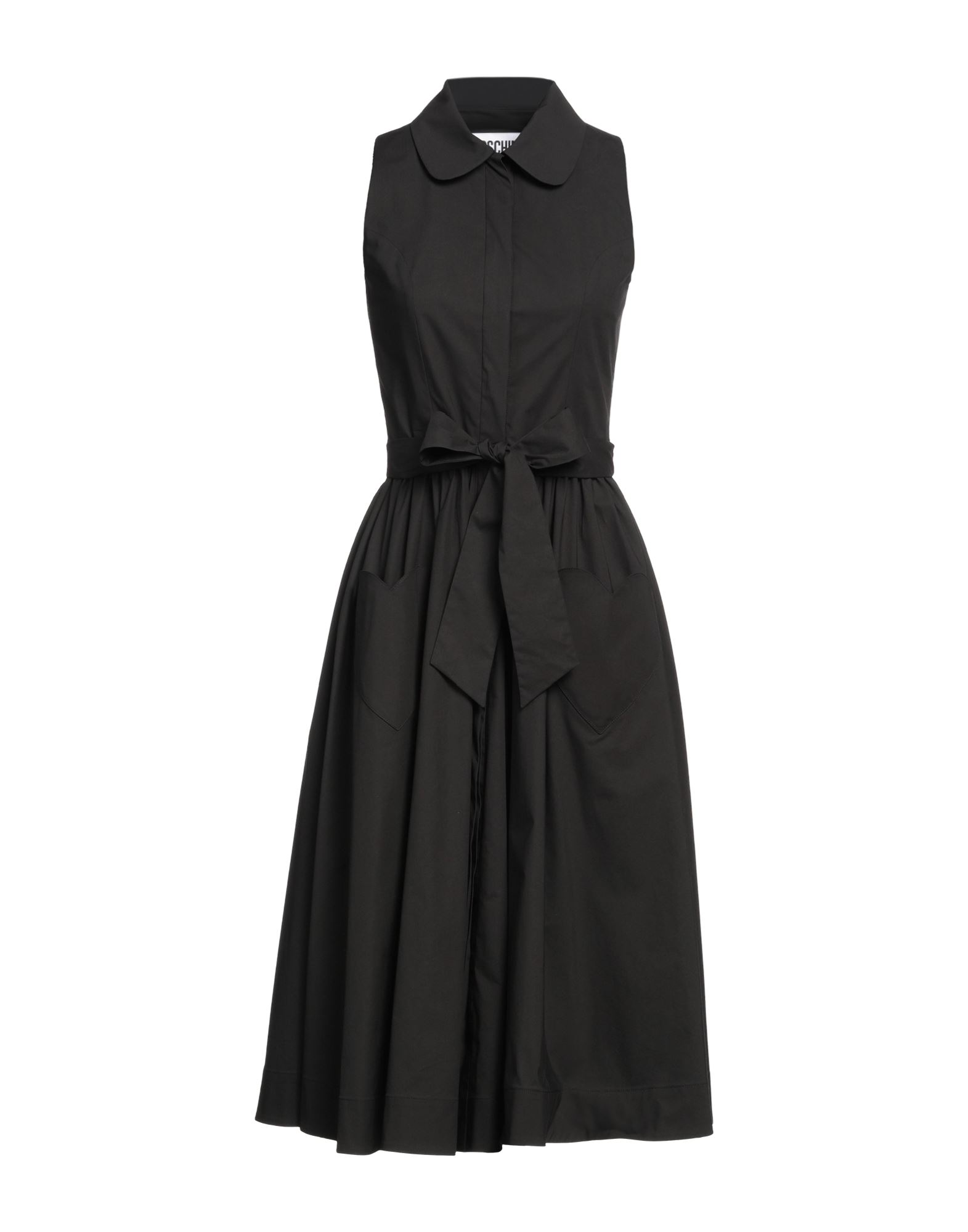 Shop Moschino Woman Midi Dress Black Size 14 Cotton, Elastane