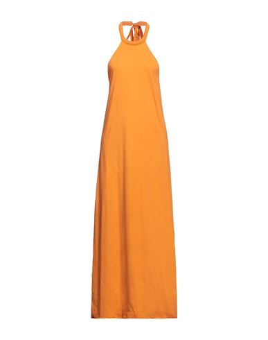 Federica Tosi Woman Maxi Dress Orange Size 8 Cotton, Acrylic
