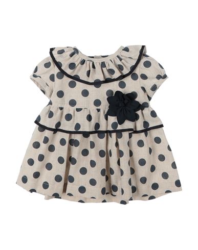 Aletta Newborn Girl Baby Dress Beige Size 3 Linen, Cotton