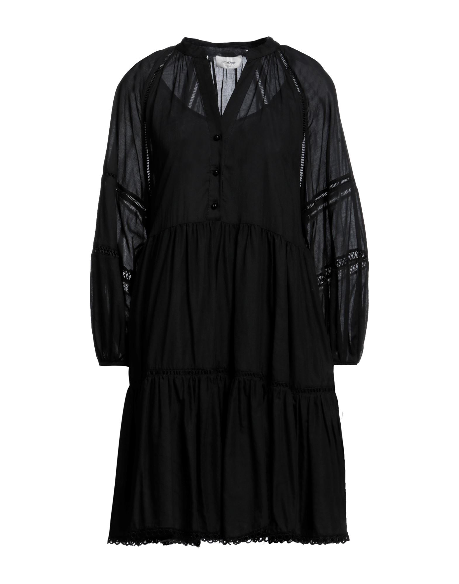 Ottod'ame Woman Short Dress Black Size 6 Cotton