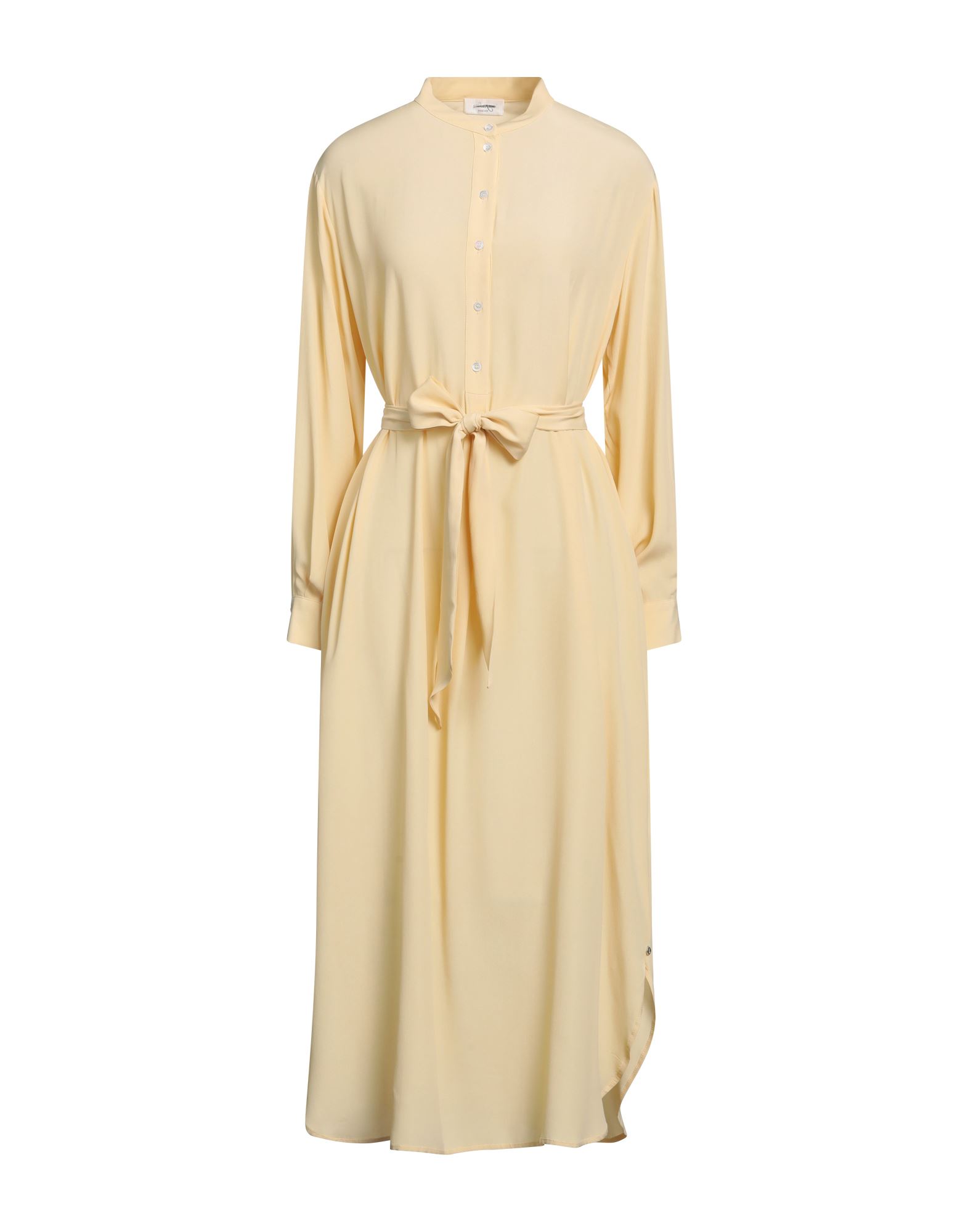 Ottod'ame Woman Midi Dress Light Yellow Size 6 Acetate, Silk