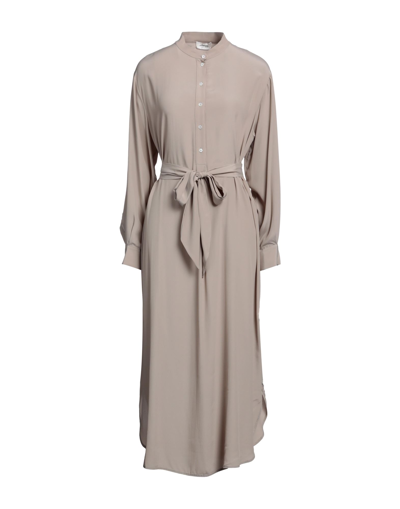 Ottod'ame Woman Midi Dress Khaki Size 6 Acetate, Silk In Beige