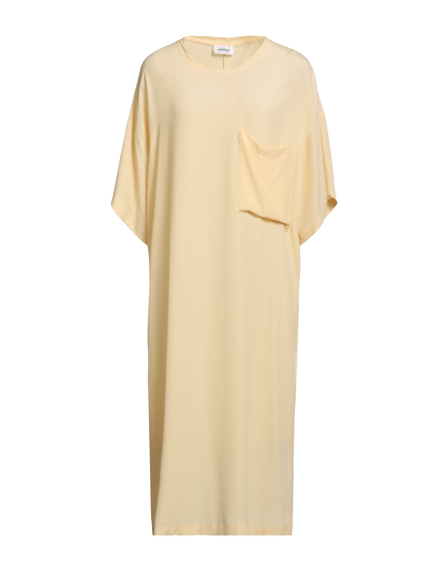 Ottod'ame Woman Midi Dress Light Yellow Size 10 Acetate, Silk