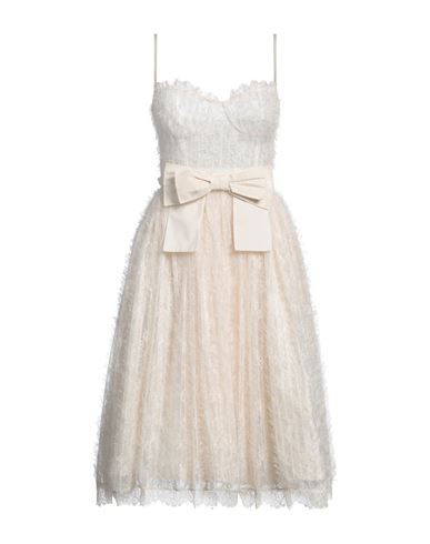 Elisabetta Franchi Woman Midi Dress Ivory Size 8 Polyester, Polyamide, Elastane In White